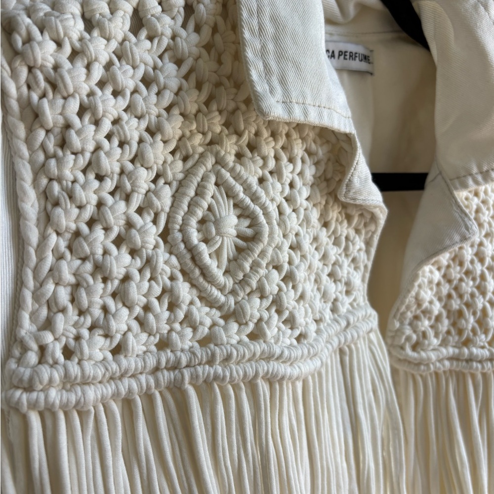 Cream Fringe +woven Women's Jacket - perfect vintage concert or festival piece - Picture 4 of 5